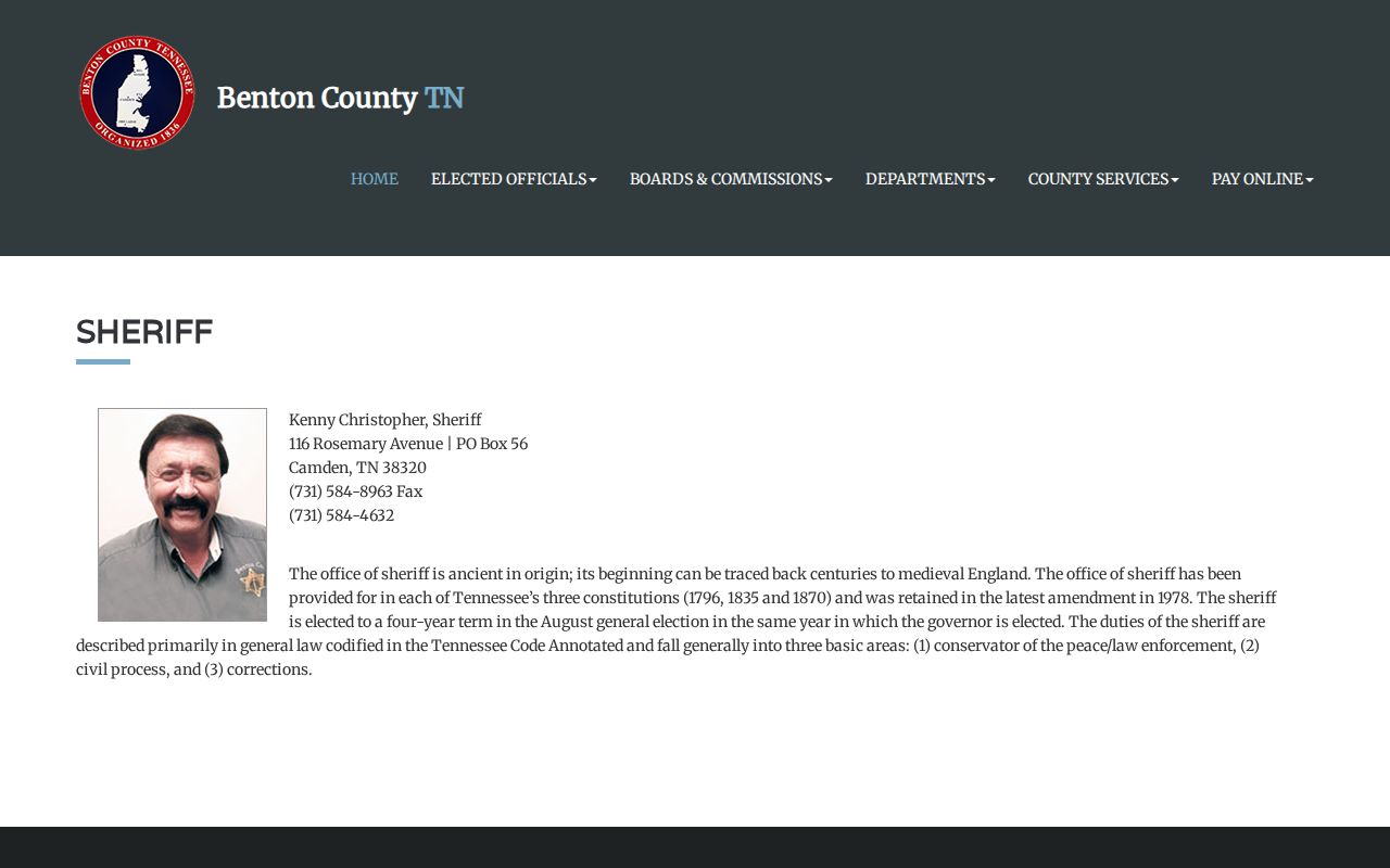 Benton County arrest history sheriff official contact page