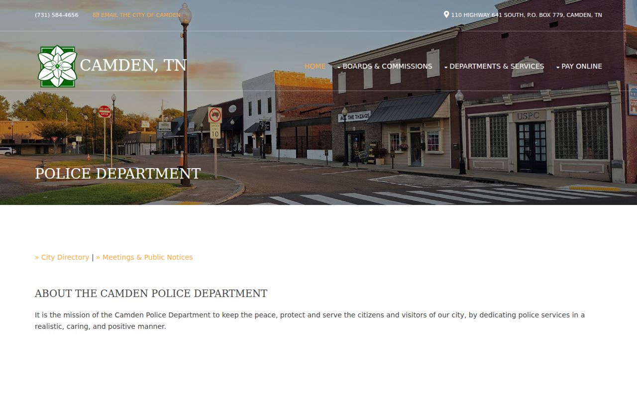 Camden criminal history police department information page