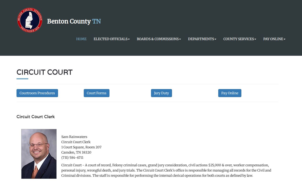 Benton County criminal court case clerk and felony court information
