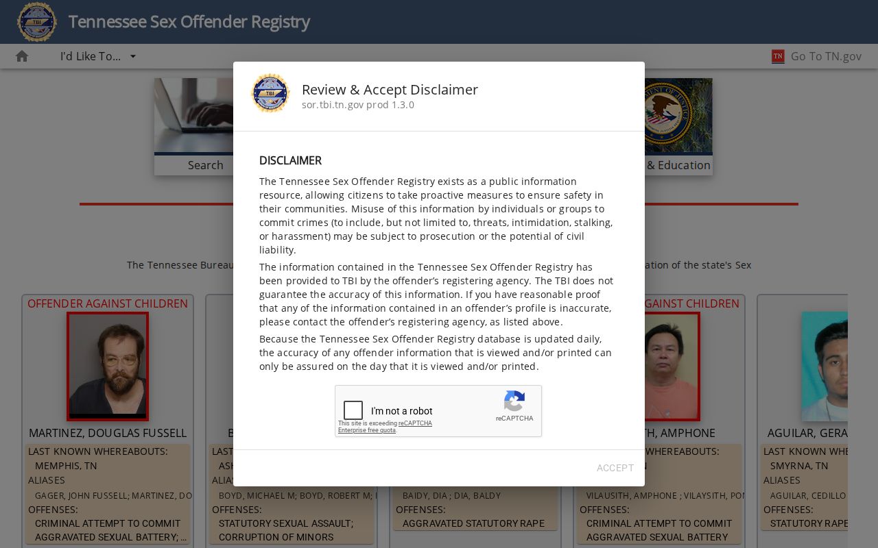 Benton County sex offender registry search acceptance screen