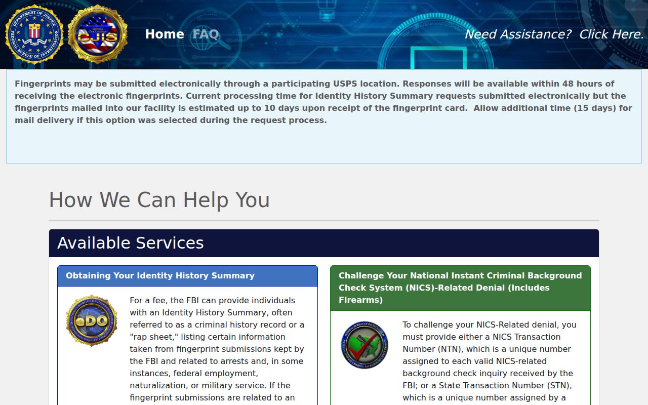 Benton County criminal history FBI personal record portal