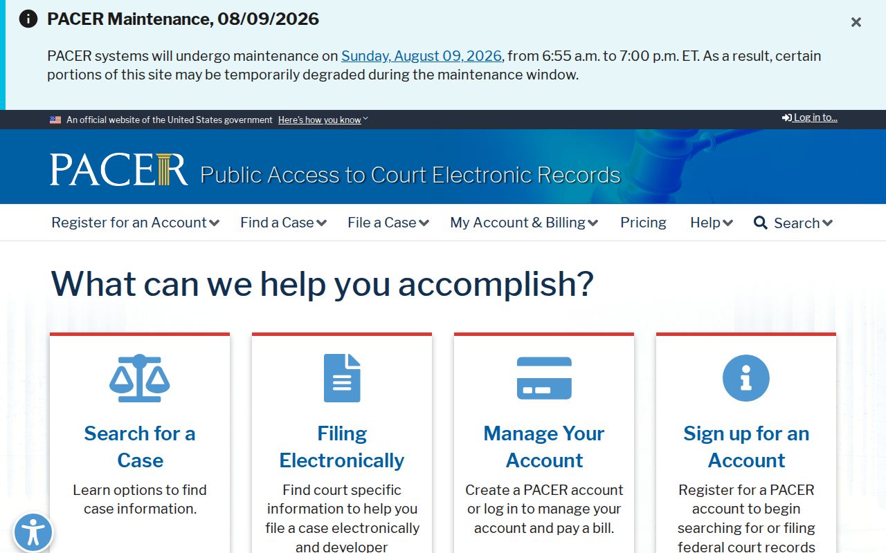 Benton County criminal history PACER federal court records access