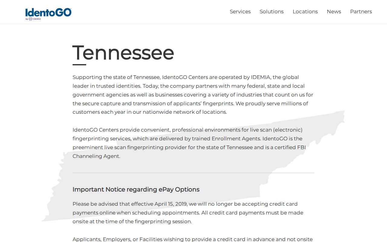 Benton County criminal records IdentoGO Tennessee fingerprint locator
